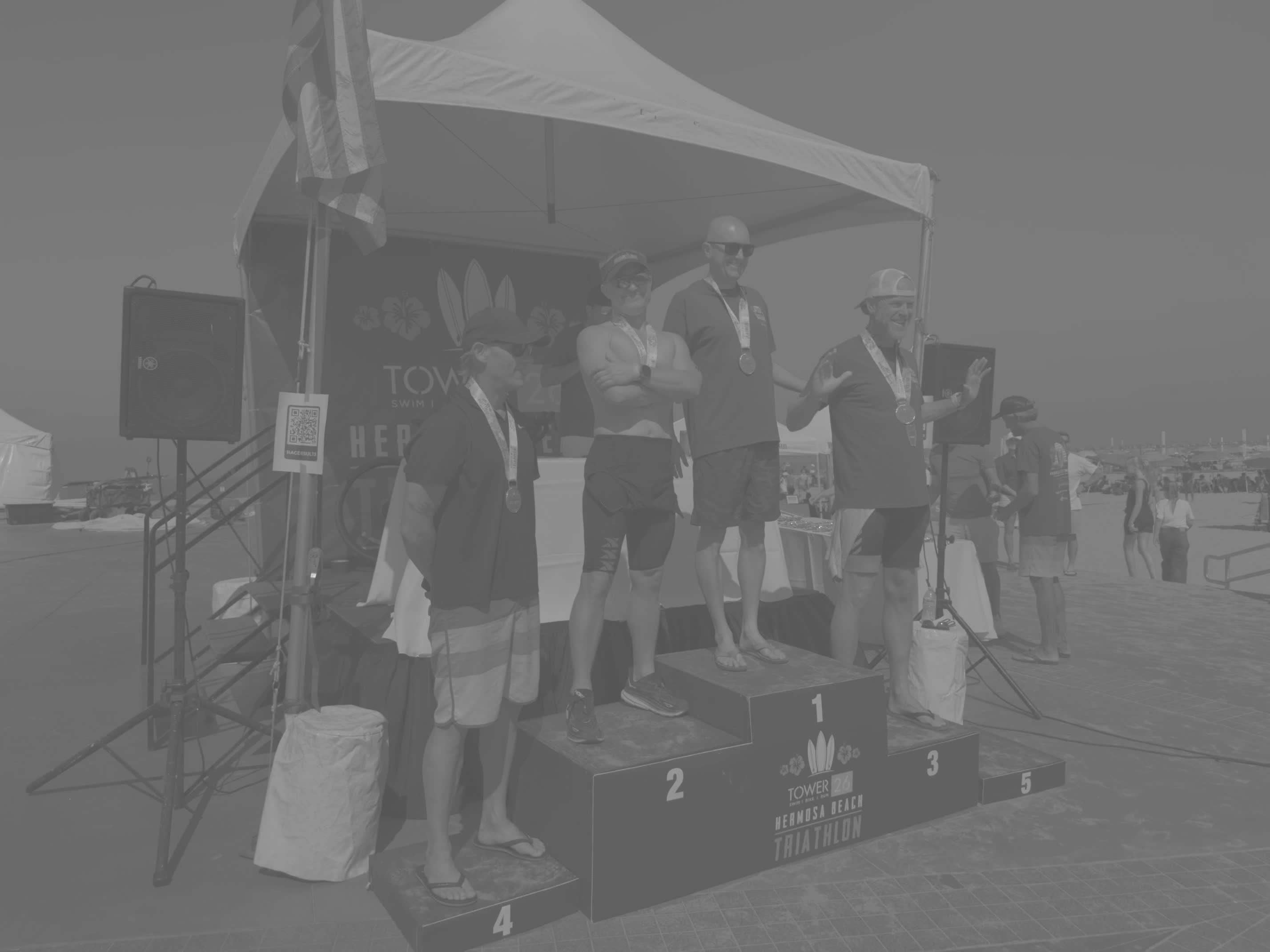 Thoryn Stephens on the podium at the Hermosa Beach Triathlon